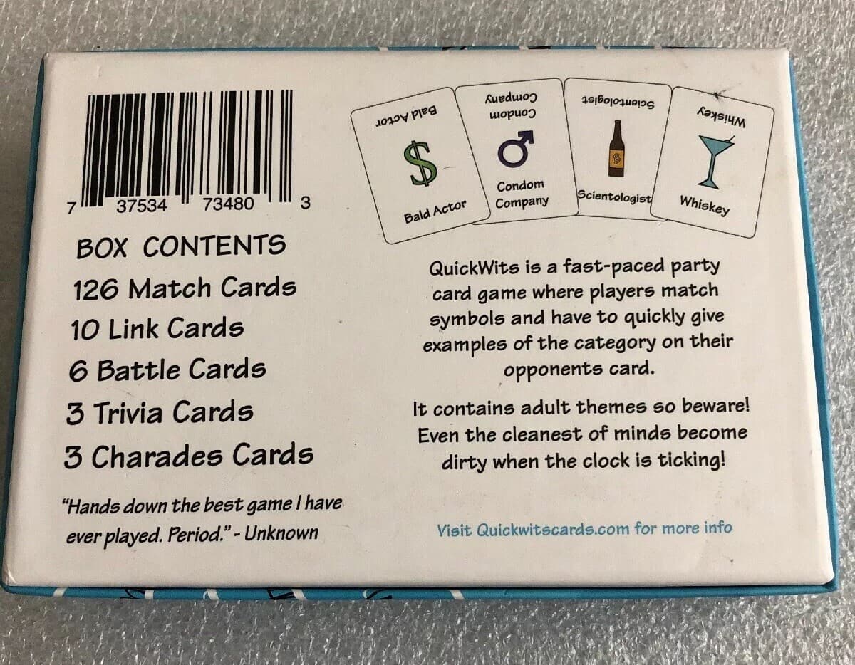 Quickwits Party Social Fun Card Game Adult Themes 3+ Players - Thumbnail 2