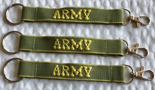ARMY Personalized Embroidered key Strap Key Ring keychain W/ Clasp - Image 1