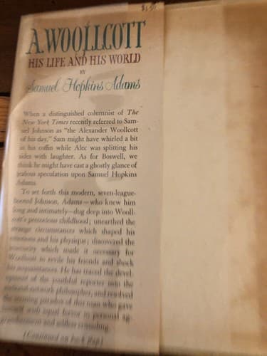 A. Woollcott his life & world 1945 1st Edition Hardcover Samuel Hopkins Adams - Thumbnail 2