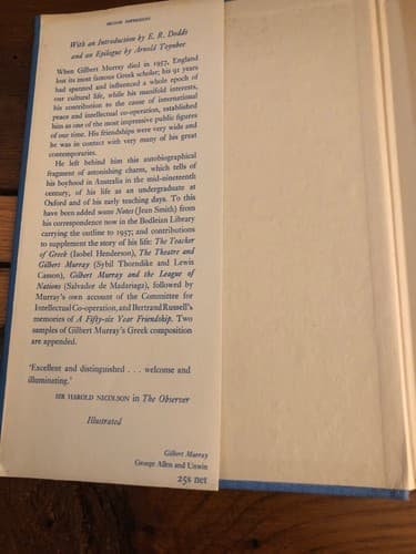 An unfinished autobiography Gilbert Murray 1960 2nd Printing Of 1st Edition HC - Thumbnail 2