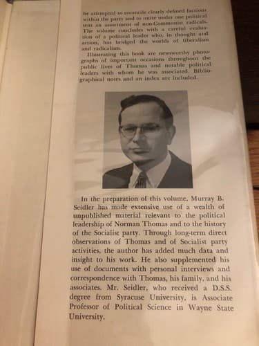 Norman Thomas Respectable rebel Men and movements series Murray Seidler 1st 1961 - Thumbnail 5