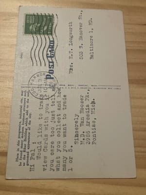 Riker Building Pontiac MI Linen Postcard Mailed 1c Stamp Typed Message Vintage - Thumbnail 2