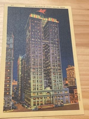 Magnolia Building Dallas Postcard Curteich Art Colortone Pegasus Night Unposted - Image 1