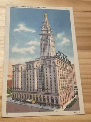 Hotel Cleveland Postcard Cleveland OH 1933 Postmarked Linen Era Handwritten - Image 1