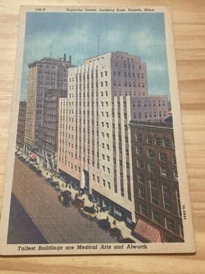 Curteich Postcard Duluth Superior Street Looking East Medical Arts Alworth - Image 1