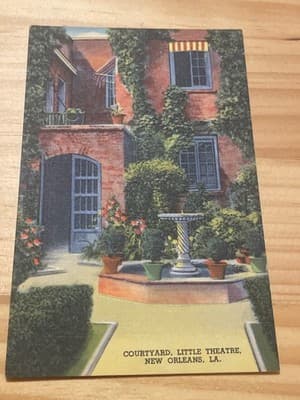 Curteich Art-Colortone Courtyard Little Theatre New Orleans Postcard Unposted - Image 1