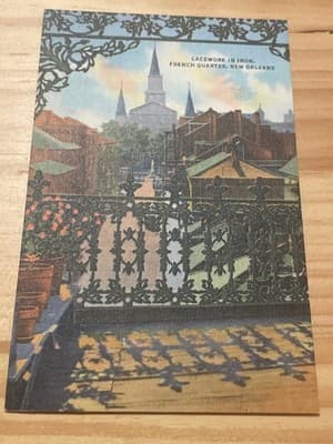 Curteich C T Art Colortone New Orleans Lacework in Iron French Quarter Postcard - Image 1