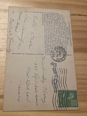 Pilgrim Memorial Monument Provincetown MA Vintage Linen Postcard Posted 1c Stamp - Thumbnail 2
