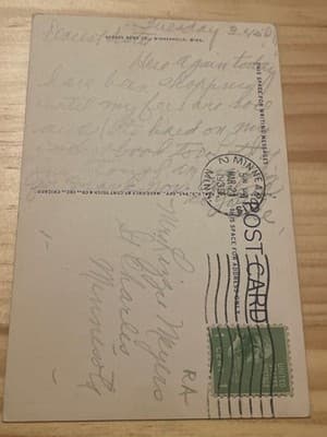 Foshay Tower Minneapolis Postcard Linen Texture Vintage 1950s Postmarked Used - Thumbnail 2
