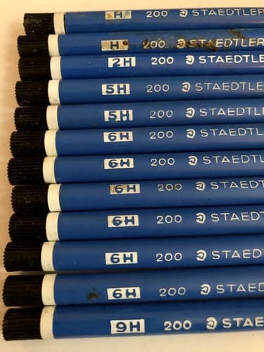 Staedtler Mars Lumograph 200 (H 2H 5H 6H 9H) Germany Drawing Leads 12 Tubes - Thumbnail 2