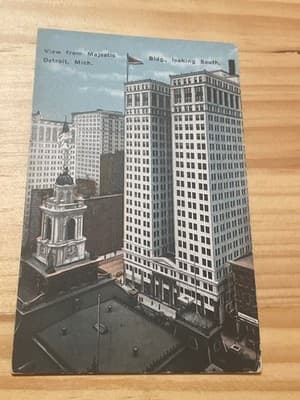 Detroit Majestic Bldg Postcard View From Majestic Bldg Looking South Unposted - Image 1