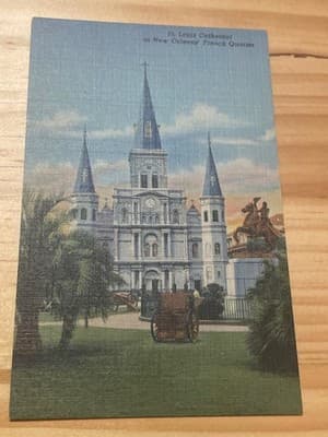 Curteich St Louis Cathedral New Orleans French Quarter Linen Postcard Unposted - Image 1