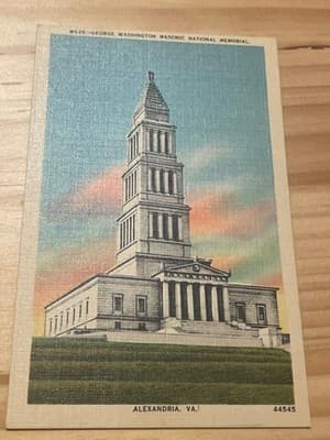George Washington Masonic National Memorial Alexandria VA Linen Postcard Unused - Image 1