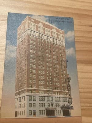 Worth Hotel Fort Worth TX Postcard 1945 Linen Vintage Postmarked Handwritten - Image 1