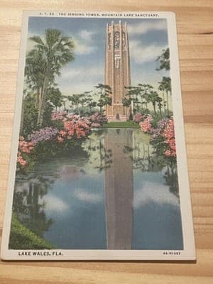 Asheville Post Card Co. Singing Tower Lake Wales FL Colorful Postcard Unposted - Image 1