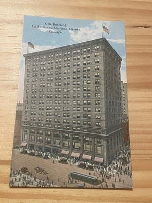 Otis Building La Salle and Madison Sts Chicago Vintage Linen Postcard Unposted - Image 1