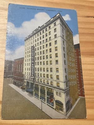 E C Kropp Hotel Fountain Square Cincinnati Ohio Vintage Linen Postcard Mailed - Image 1