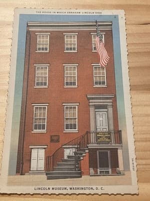 Lincoln Museum Washington DC Postcard House Where Abraham Lincoln Died LinenEdge - Image 1