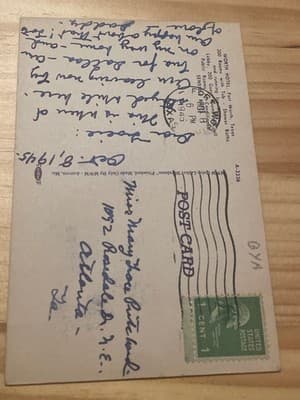 Worth Hotel Fort Worth TX Postcard 1945 Linen Vintage Postmarked Handwritten - Thumbnail 2