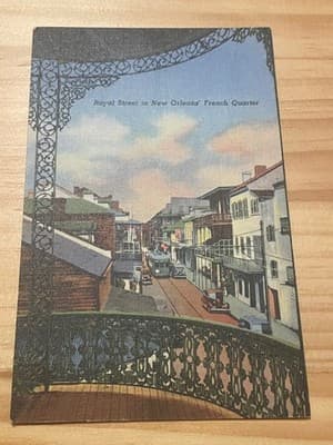 Curteich CT Art-Colortone Postcard Royal Street New Orleans French Quarter Color - Image 1