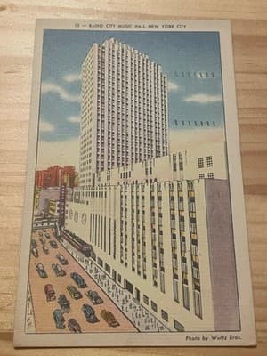 Radio City Music Hall Postcard New York City Vintage 1940s Handwritten Postmark - Image 1