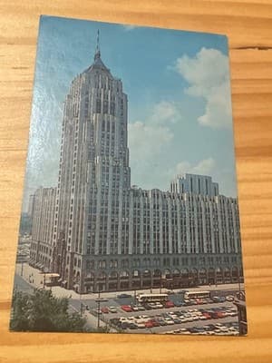 Fisher Building Detroit Michigan Hiawatha Vintage Postcard Unposted Glossy - Image 1