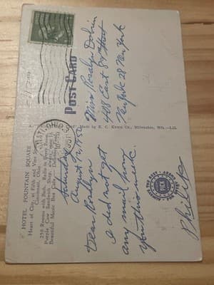 E C Kropp Hotel Fountain Square Cincinnati Ohio Vintage Linen Postcard Mailed - Thumbnail 2