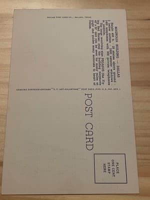 Magnolia Building Dallas TX Curteich Linen Postcard Adolphus Baker Hotels - Thumbnail 2