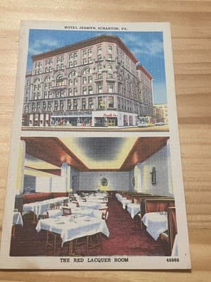 Hotel Jermyn Scranton PA Postcard The Red Lacquer Room Unposted Vintage - Image 1