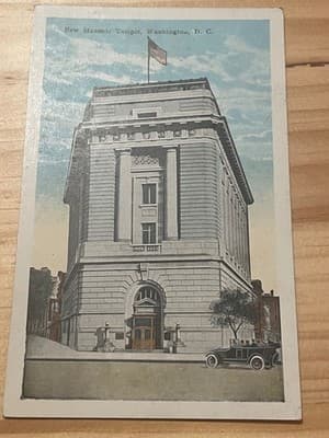 New Masonic Temple Washington DC Postcard Vintage Unposted Building Photo Art - Image 1