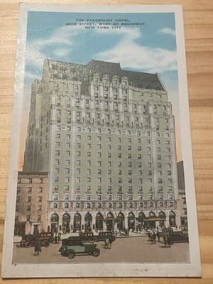 Paramount Hotel Postcard New York City 46th St West of Broadway Unposted Vintage - Image 1