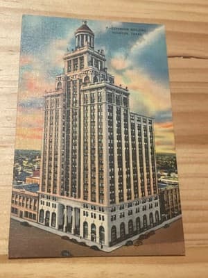 Esperson Building Houston Texas Postcard Vintage Unposted Linen Era Skyscraper - Image 1