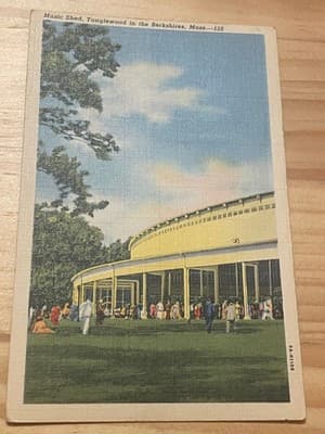 Vintage Music Shed Tanglewood Berkshires MA Postcard Curteich Unposted Scenic - Image 1