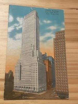 Chanin Building New York City Postcard 1931 Postmarked Linen Texture Vintage NYC - Image 1
