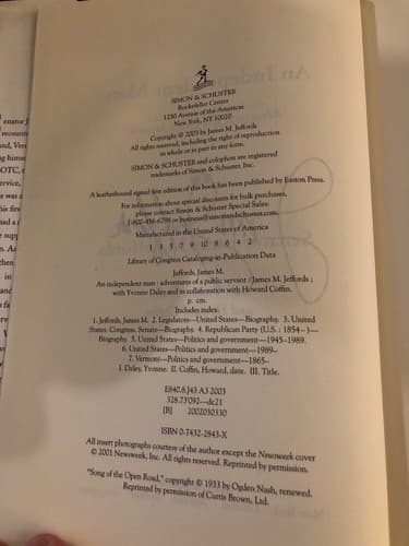 AUTOGRAPHED An Independent Man: Adventures of a Public Servant 1st Edition HC - Thumbnail 4