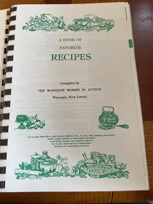 A Book of Favorite Recipes Wanaque Women In Action Cookbook Spiral Local 1992 - Thumbnail 2