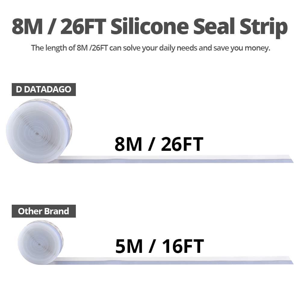 Silicone Seal Strip8M/26ft Door Strip Bottom for Doors Silicone Sealing Stick - Thumbnail 2