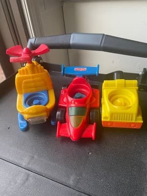 Fisher-Price Little People Vehicles Set Cars Helicopter Battery Operated - Image 1