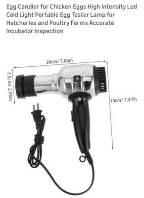 Egg Candler Portable LED Egg Tester Lamp High Intensity Cold Light 110V Corded - Thumbnail 2