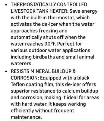 500W Submersible De-Icer Circular Tank Heater Thermostat 10ft Cord Black Teflon - Thumbnail 8
