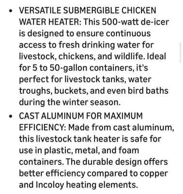 500W Submersible De-Icer Circular Tank Heater Thermostat 10ft Cord Black Teflon - Thumbnail 7