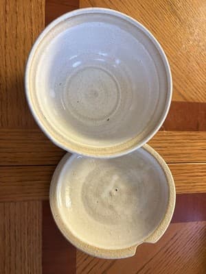 Handmade Pottery Lidded Bowl Rabbit Lid Knob Ceramic Covered Dish Ivory Figural - Thumbnail 8