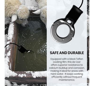 500W Submersible De-Icer Circular Tank Heater Thermostat 10ft Cord Black Teflon - Thumbnail 3
