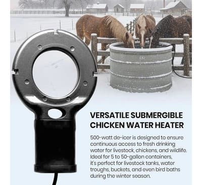 500W Submersible De-Icer Circular Tank Heater Thermostat 10ft Cord Black Teflon - Thumbnail 6