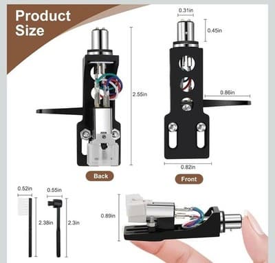 AT3600L Headshell Cartridge Stylus for Technics SL Black Magnetic Replacement - Thumbnail 4