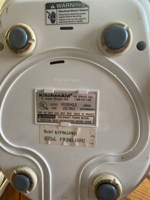 KitchenAid Food Processor Base KFPM650WH White Professional Motor Control Button - Thumbnail 4