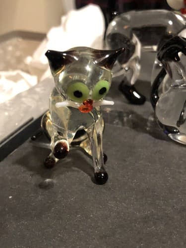 THREE Lauscha (like Murano & Bimini) Glass: cats kittens Figurines Ornaments - Thumbnail 3