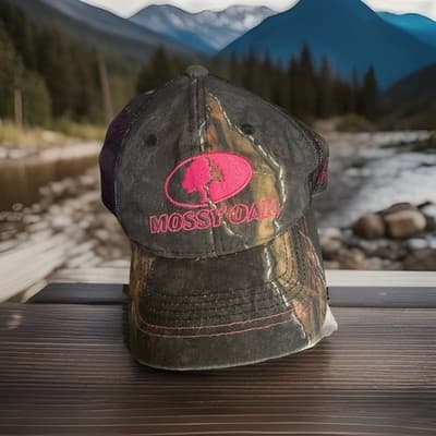 Mossy Oak Camouflage Women's Hat Pink Strapback Adjustable Camo Cap One Size All - Image 1