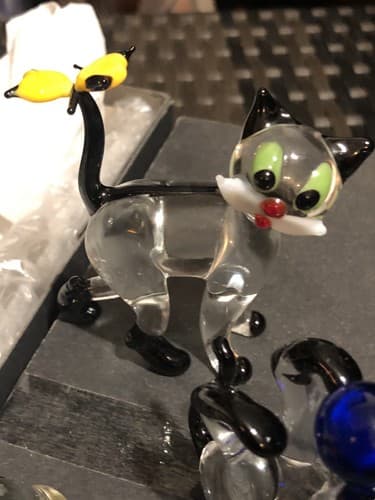THREE Lauscha (like Murano & Bimini) Glass: cats kittens Figurines Ornaments - Thumbnail 5