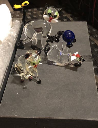 THREE Lauscha (like Murano & Bimini) Glass: cats kittens Figurines Ornaments - Thumbnail 7
